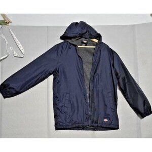 Dickies Black Nylon Hooded Jacket Small Fleece Lined Water Resistant Workwear